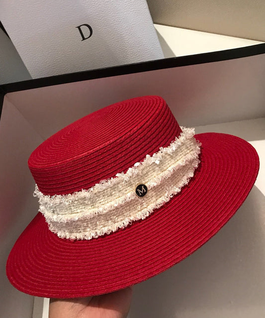 Nouveau chapeau cloche élégant en paille rouge tissée - Street-Wave