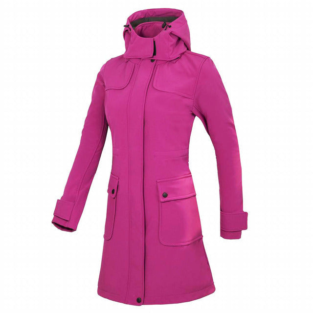 Street-wave Womens Waterproof Hooded Rain Jacket Long Length For Outdoor Enthusiasts