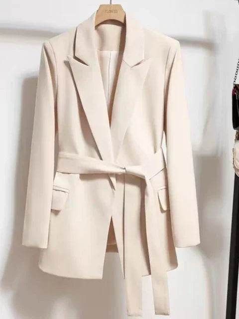 Street-Wave Elegant Womens Blazer Belted Tailored Office Jacket For Professional Women