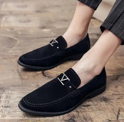 LuxMann Royal Blue Suede Oxford Slip On Shoes for Men Elegant Premium Formal Loafers