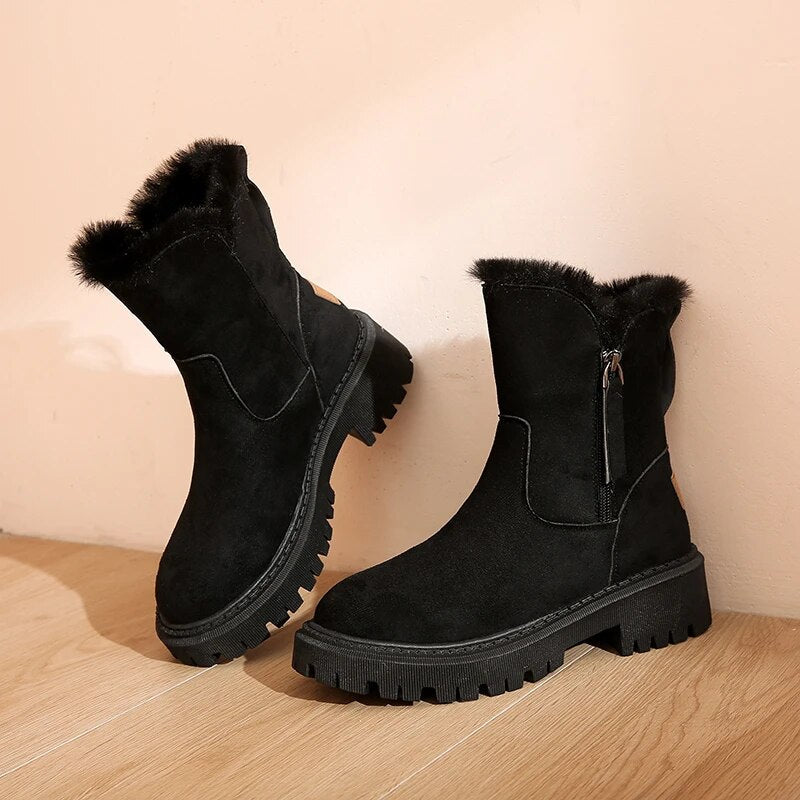 Street Wave Fur Lined Winter Boots For Women Cozy Warmth And Non Slip Sole Chic Style
