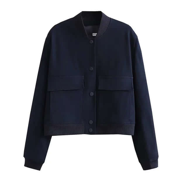 Streetwave Womens Versatile Bomber Jacket With Pockets Solid Color Streetwear Style For Everyday City Looks