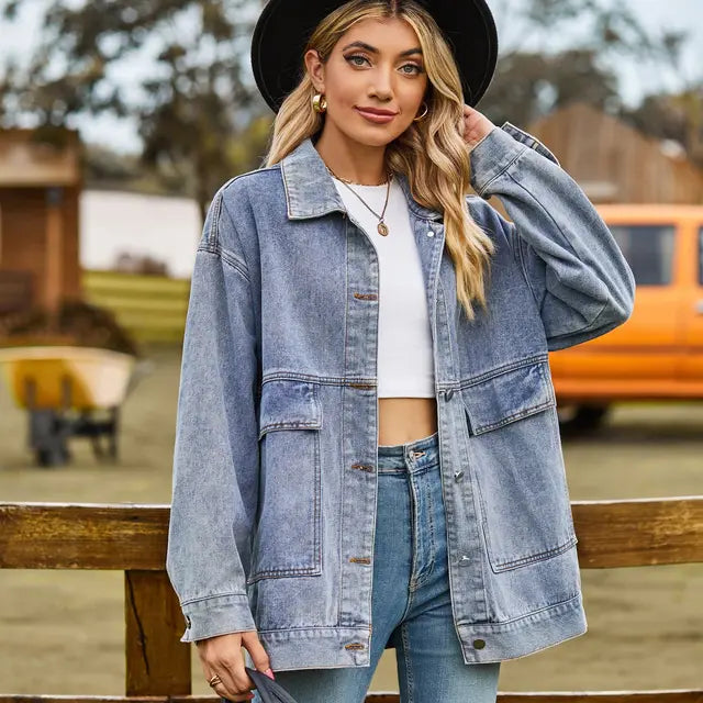 Street-wave Classic Denim Jacket For Women Breathable Warmth And Premium Comfort Timeless Style