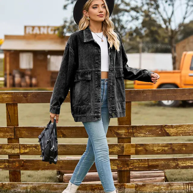 Street-wave Classic Denim Jacket For Women Breathable Warmth And Premium Comfort Timeless Style
