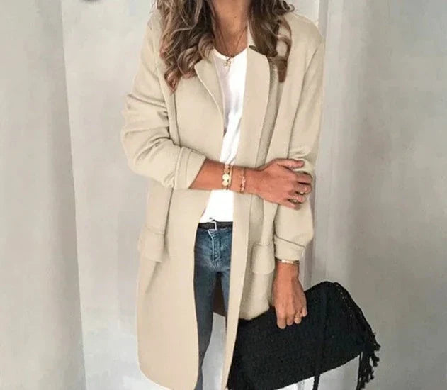 Street-wave Long Cardigan With Elegant Collar For Women, Chic And Versatile Wardrobe Essential