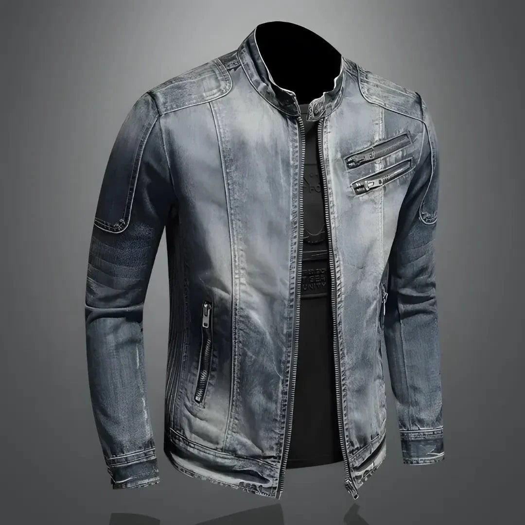 Waylynn Washed Denim Jacket Unisex Distressed Vintage Look