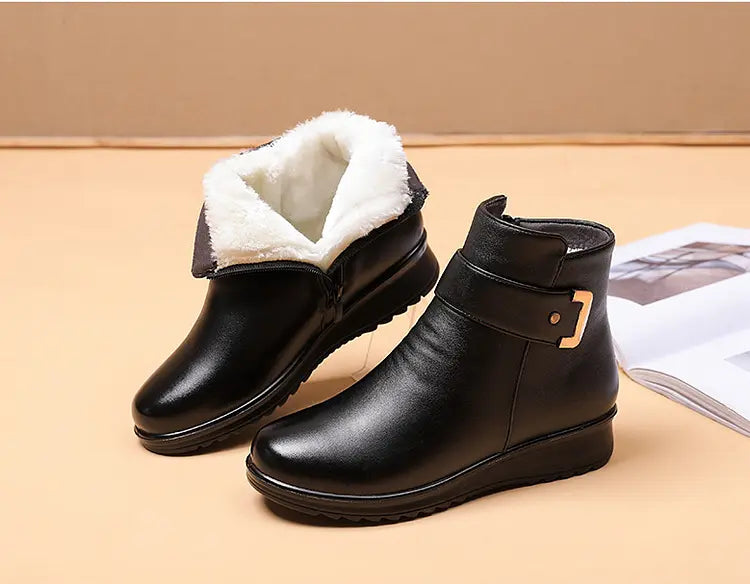 Non-Slip Winter Boots Women Street-Wave Warm Plush Lining