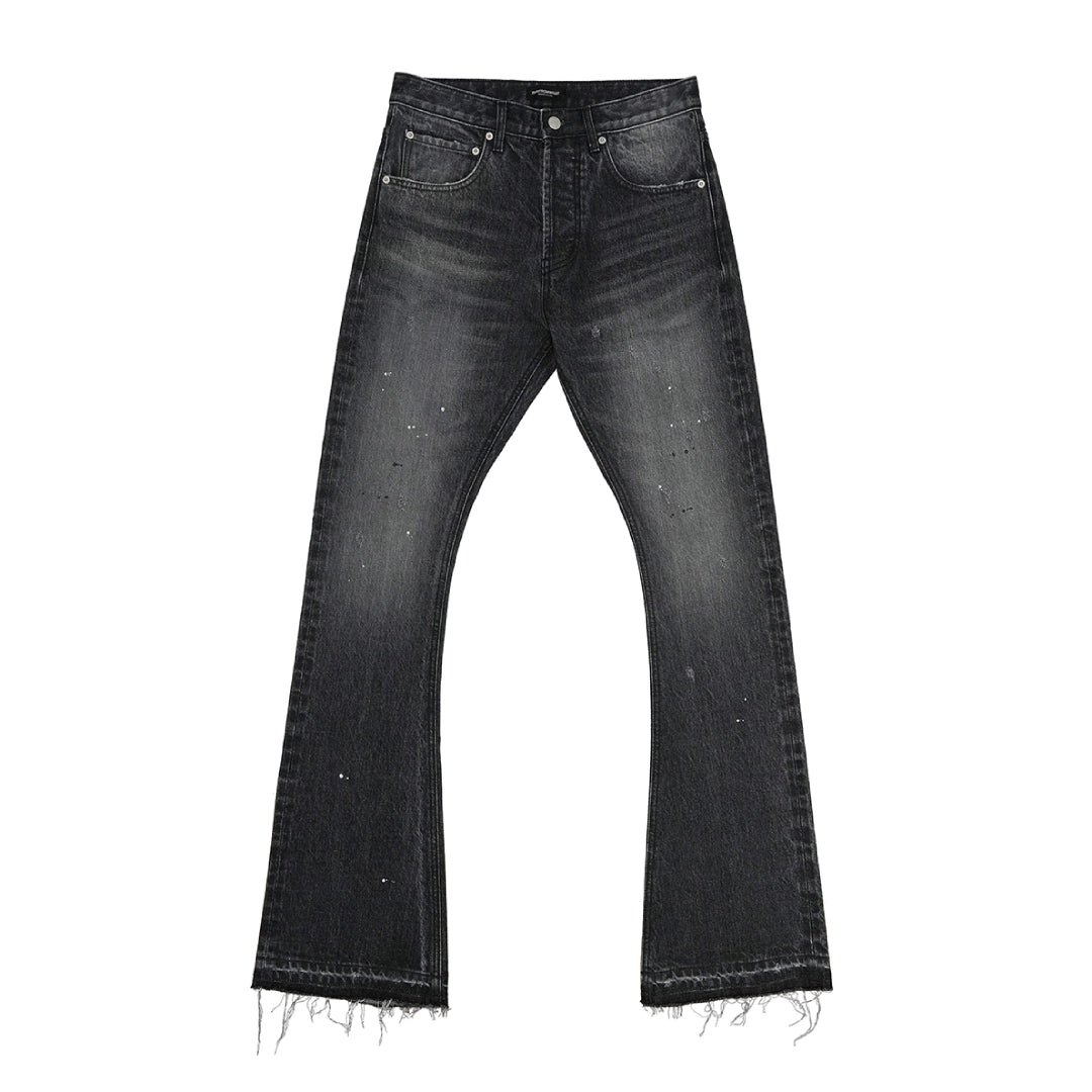 Ink Splashed Flare Denim