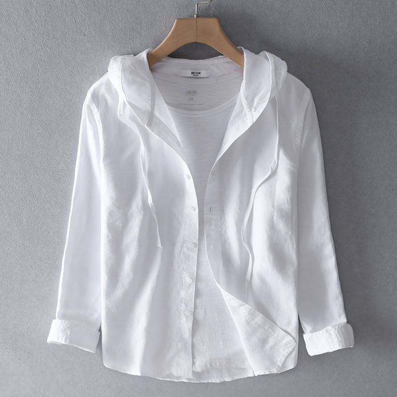 Nova Striped Linen Hoodie Shirt
