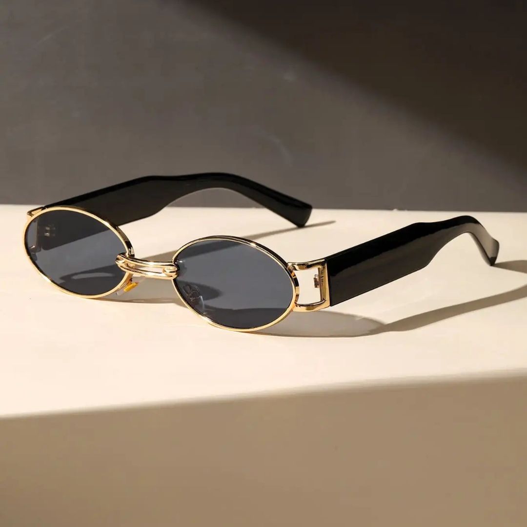 Nova Vintage Oval Sunglasses UV400 Protection Unisex Tortoiseshell Frame Gold Tone Metal Rim Classic Style