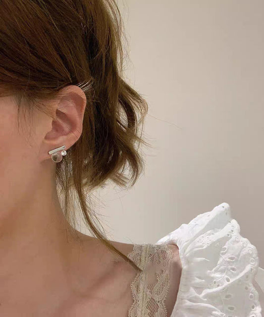 Boucles d'oreilles à tige fantaisie en alliage d'argent sterling et boule de cristal - Street-Wave