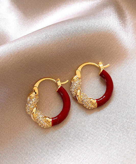 Boucles d'oreilles créoles fantaisie en alliage de cuivre rouge et zircon - Street-Wave
