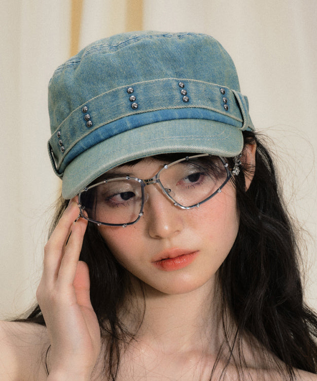 Chapeau breton en denim bleu à rivets fantaisie Vogue - Street-Wave