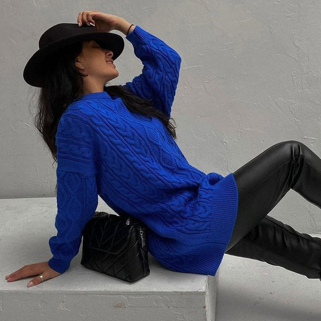 Streetwave Oversized Knit Sweater For Women Cozy High Neck Autumn Essential Wardrobe
