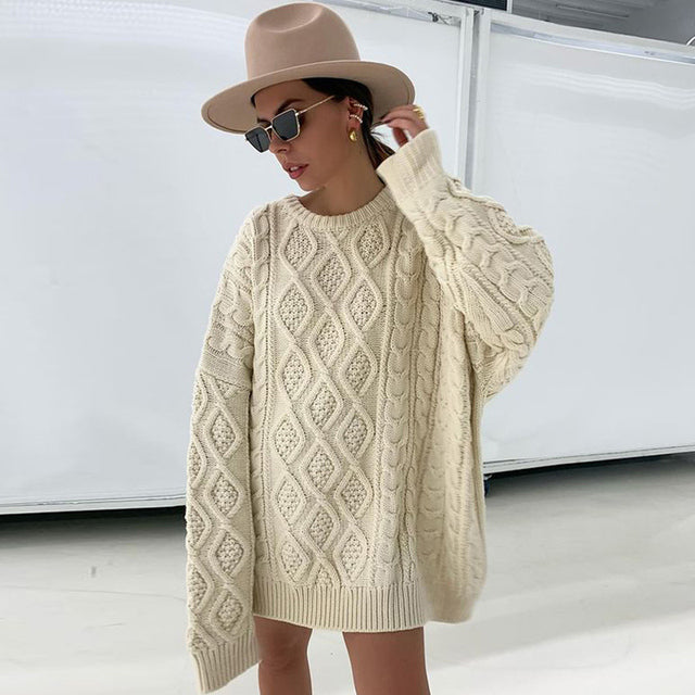 Streetwave Oversized Knit Sweater For Women Cozy High Neck Autumn Essential Wardrobe