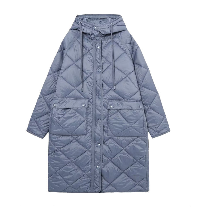 Street-wave Women's Quilted Puffer Coat with Hood, Cozy Insulated Windproof Winter Jacket