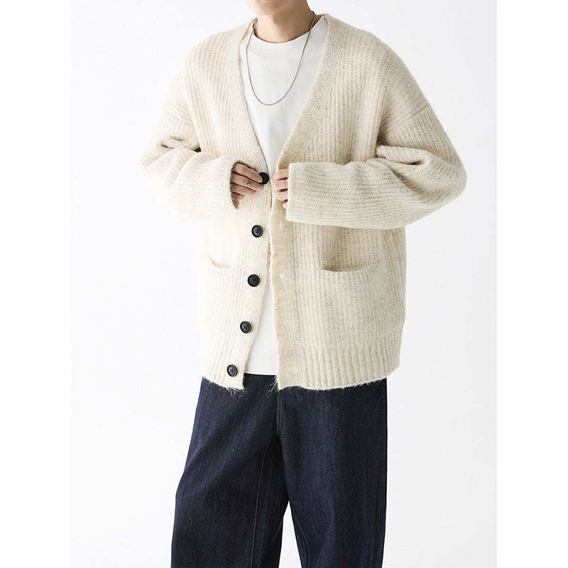 Mens Chunky Knit Cardigan With Pockets By Street-wave Cozy Everyday Wear For Him