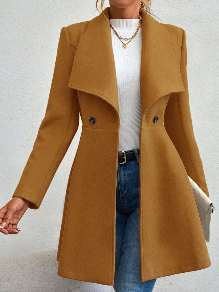 Street-wave Women's Fine-Lapel Coat Jacket With Draped Wide Lapel For Modern Fashionistas