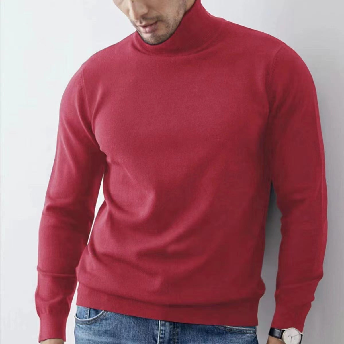 Nordisk Flair Men's Turtleneck Top Slim Fit Cotton Blend Long Sleeve Ribbed Trim