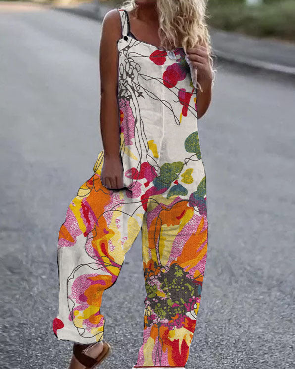 Streetwave Floral Print Lightweight Overalls For Women With Bold Eye Catching Colors And Breezy Fit