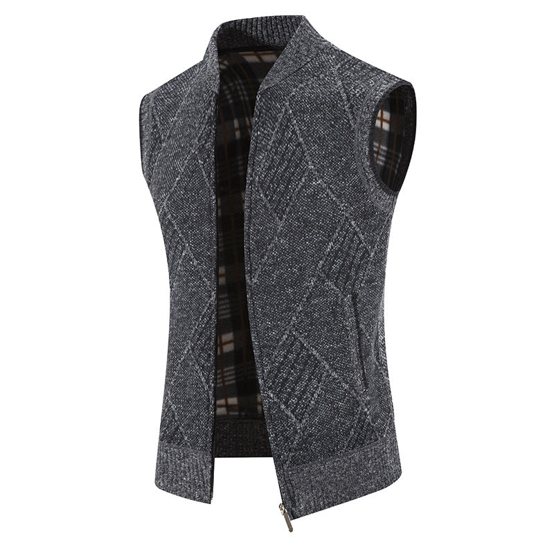 Streetwave Mens Cable Knit Vest With Zipper Closure For Stylish Layering And Warmth