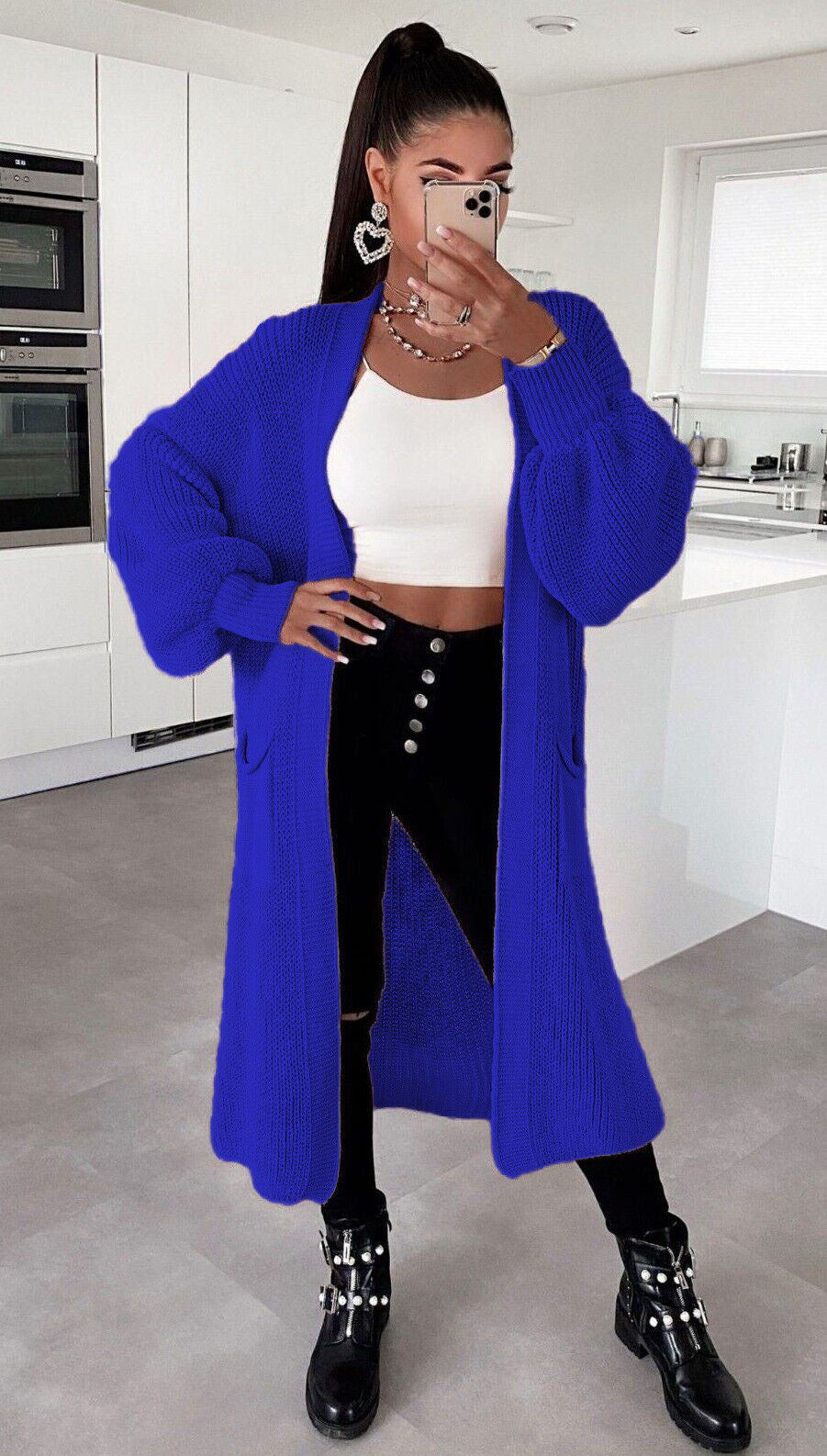 Streetwave Long Knit Cardigan For Women With Generous Pockets Cozy All Season Layering