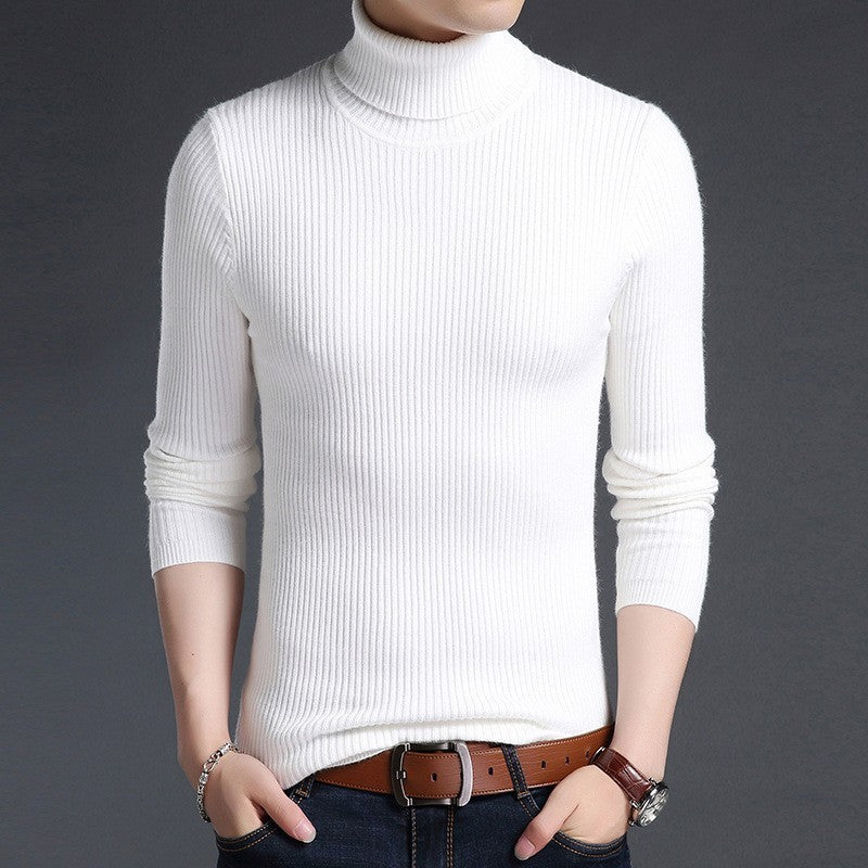 Streetwave Men's Ribbed Knit Turtleneck Sweater, Slim Fit, High Collar, Cozy Warmth