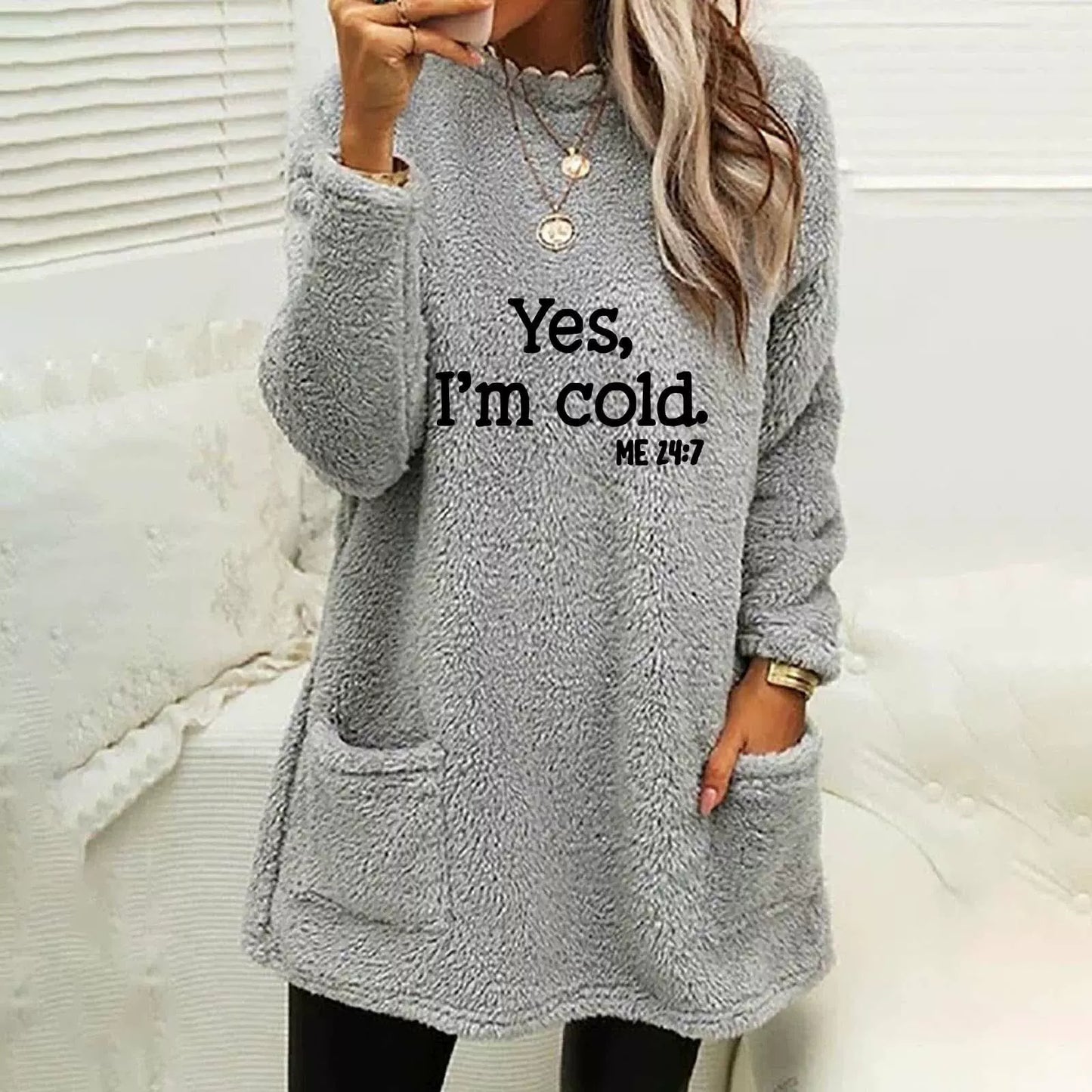 Street Wave Reversible Fleece Sweatshirt For Women Oversized Cozy Dual Sided With Letter Print And Side Pockets