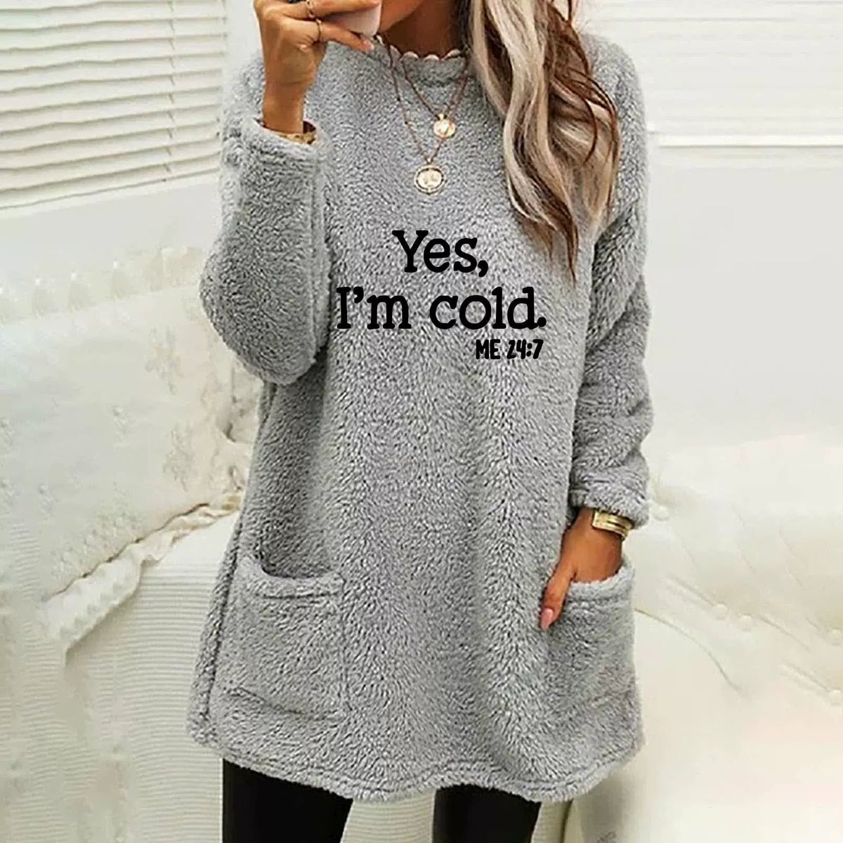 Street Wave Reversible Fleece Sweatshirt For Women Oversized Cozy Dual Sided With Letter Print And Side Pockets