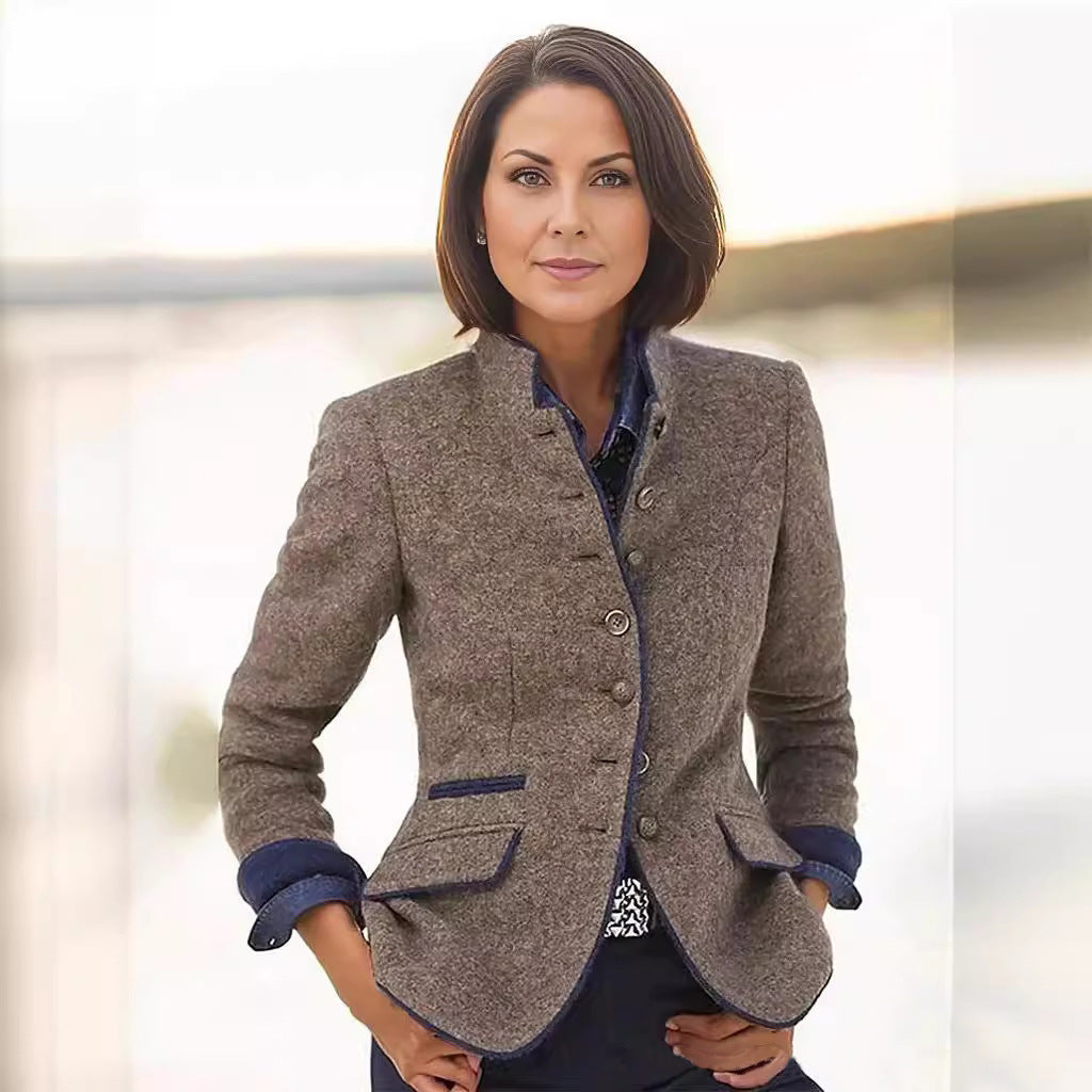 Street-wave Womens Elegant Blazer With Button Details For Office And Evening Wear