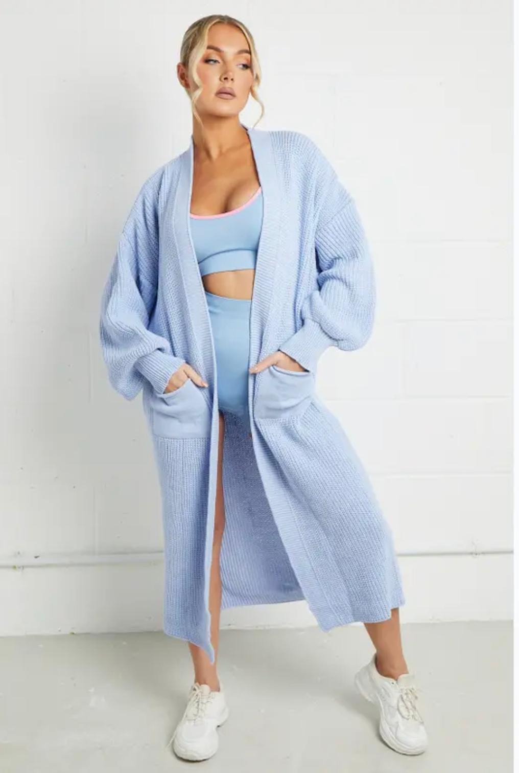 Street-wave Women’s Long Knit Cardigan With Chunky Knit Texture And Practical Pockets