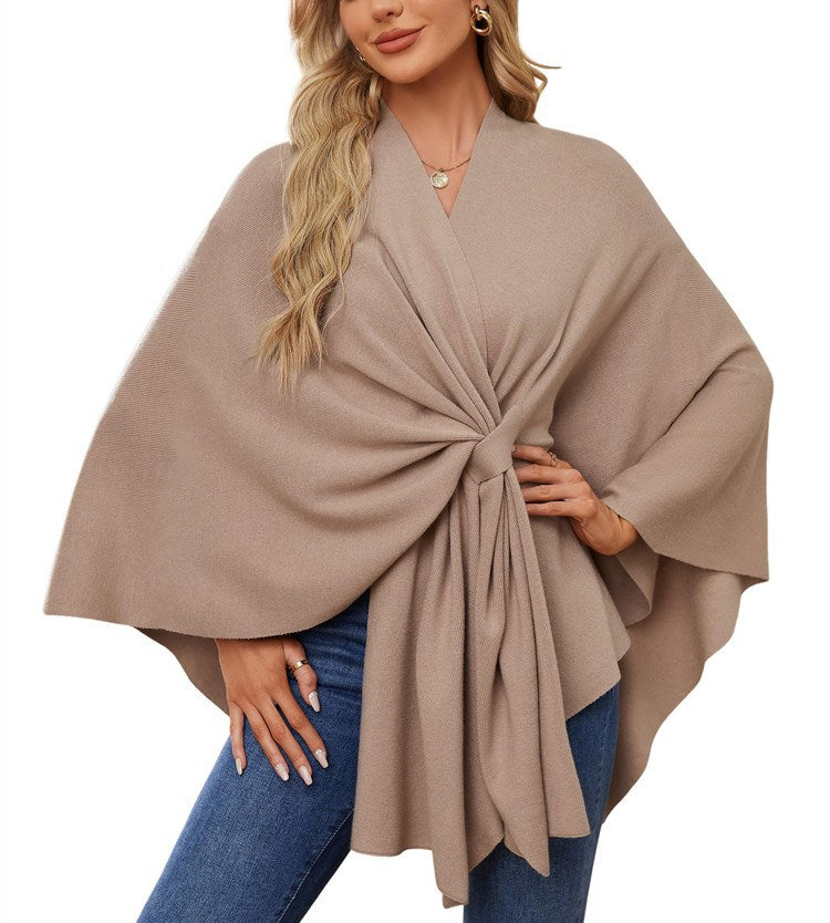 Street Wave Womens Elegant Wrap Sweater with Asymmetric Knot Tie Front For Everyday And Special Occasions