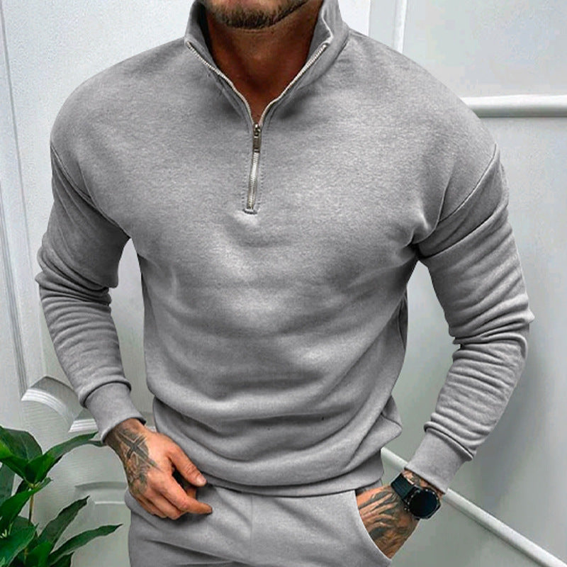 Mens Zip Neck Sweatshirt Street Wave Soft Breathable Comfort Stand Collar For Men