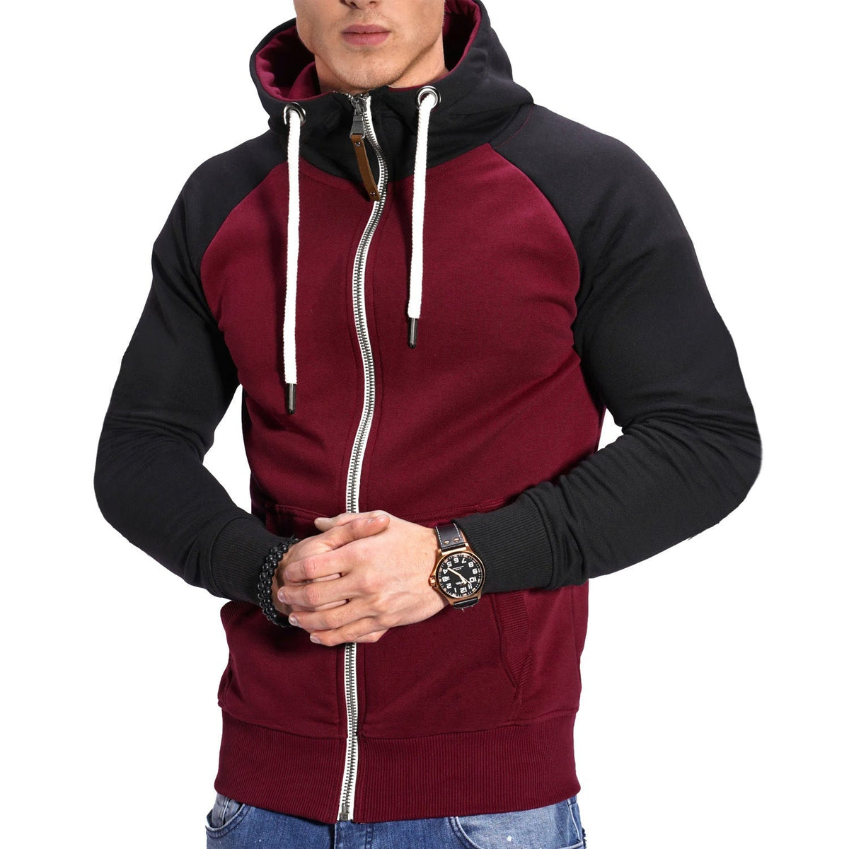 Street-Wave Men's Hooded Zip Hoodie With Premium Zipper Refined Style For Style Conscious Men