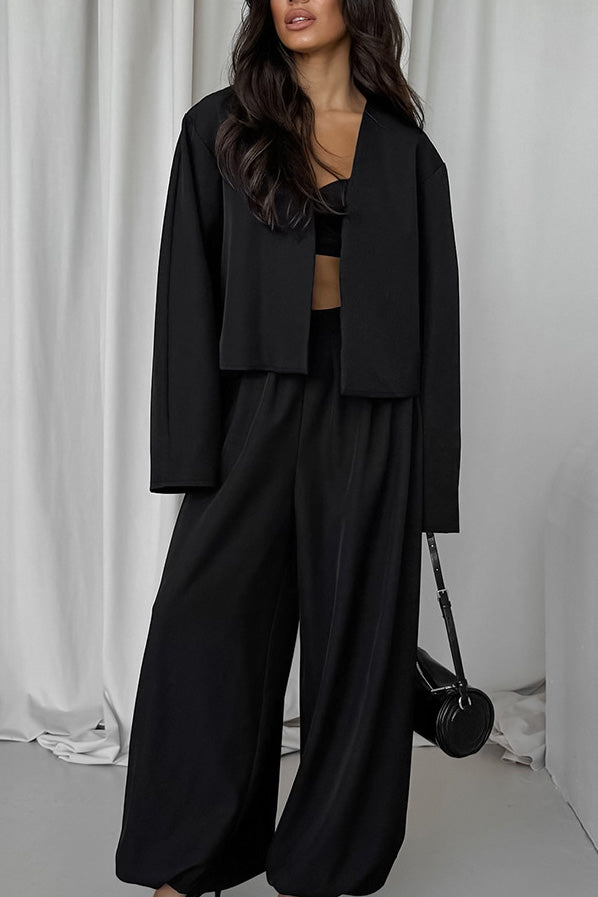 Street-Wave V-Neck Top And Relaxed Wide-Leg Pants Two-Piece Set For Women Effortless Chic Everyday