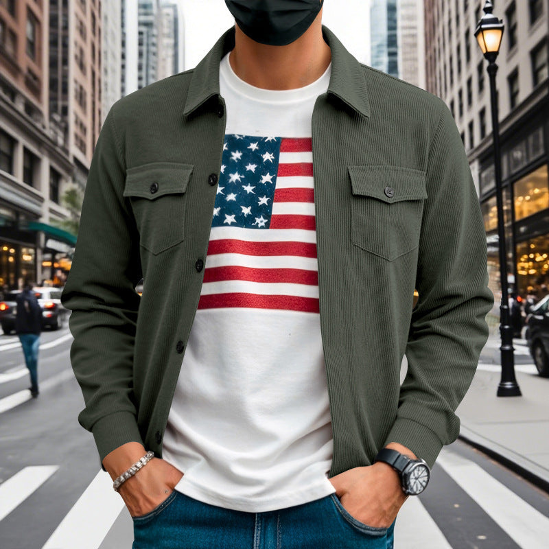Street-wave Men's Casual Shirt Jacket in Structured Design for Versatile Everyday Style