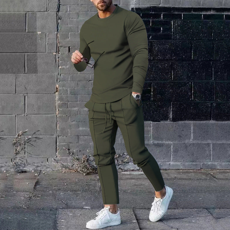 Street-Wave Men's Sporty Long Sleeve Shirt and Chino Joggers Set for Active Men All Day Comfort