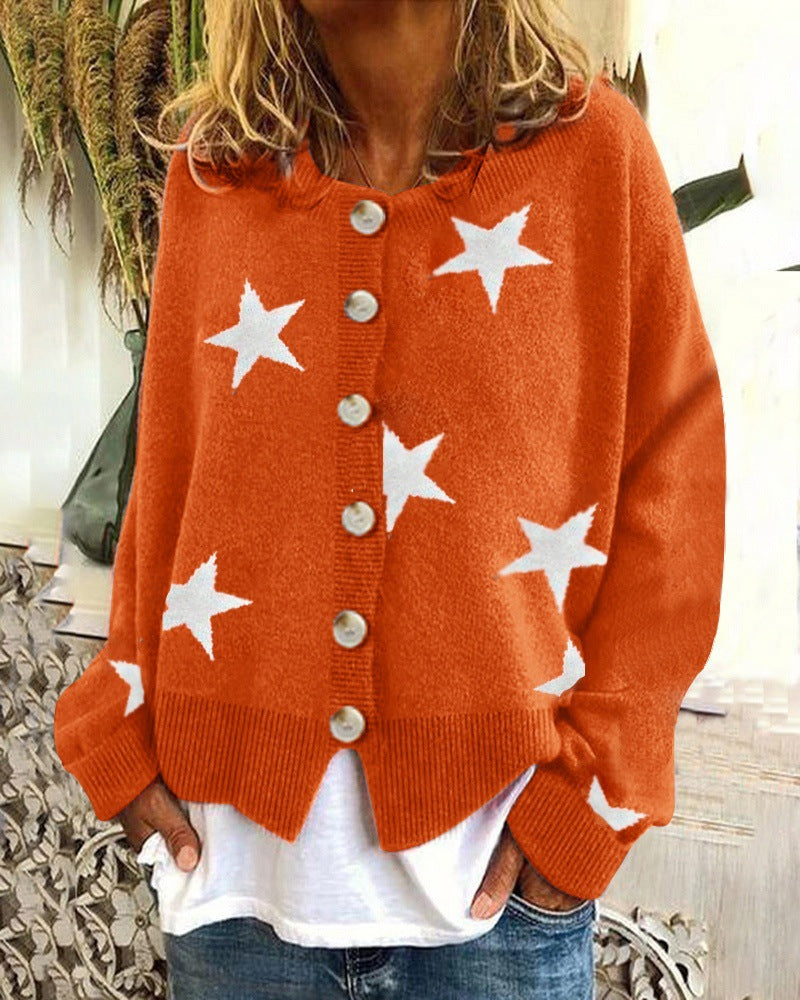 Street-Wave Womens Cardigan With Star Motif Cozy Stylish