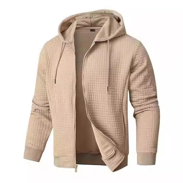 Men's Hooded Quilted Bomber Jacket Zip Front With Pockets By Street-Wave For Fall Style