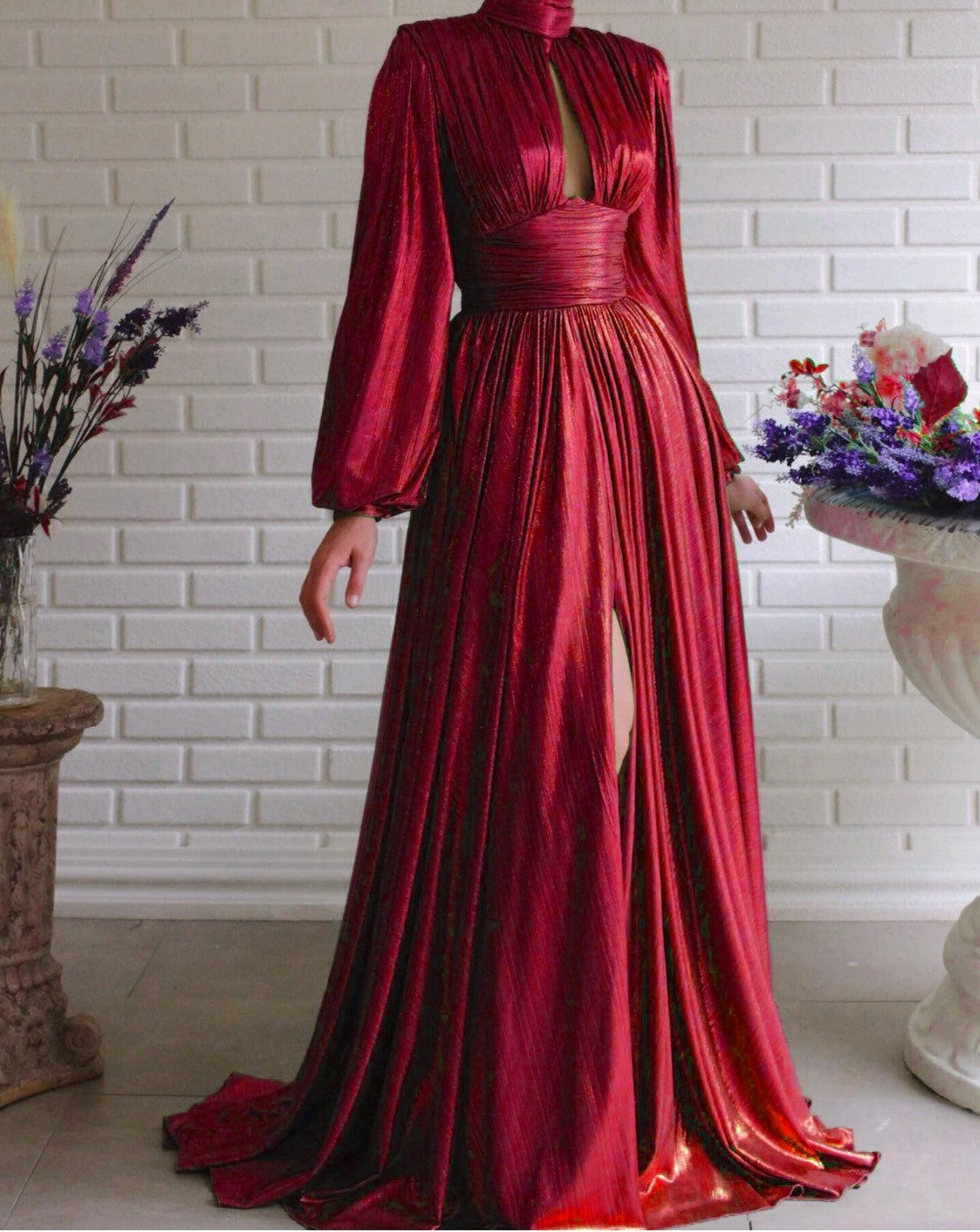 Street Wave Pleated Maxi Dress With Luxurious Draping For Women Elegant Evening Gown