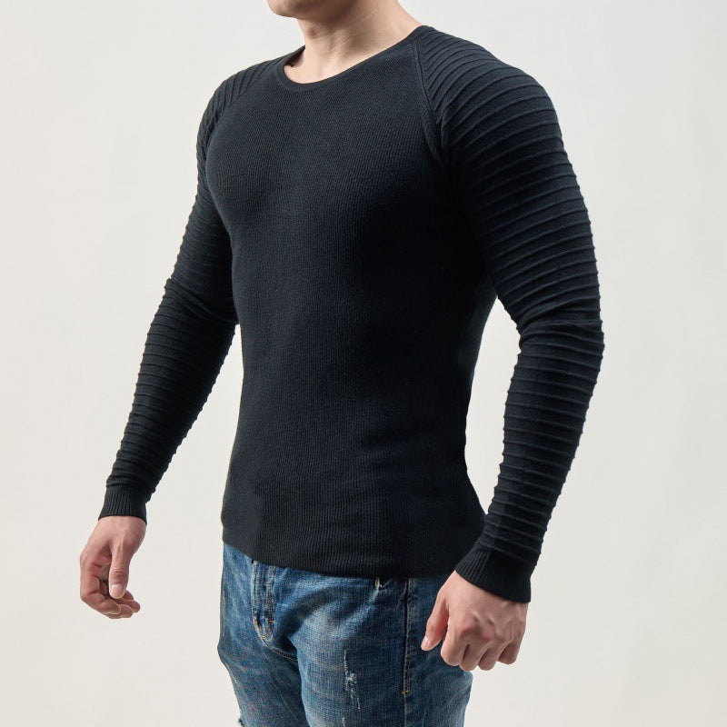 Streetwave Mens Ribbed Long Sleeve Shirt Slim Fit Breathable Cotton Blend For Everyday Comfort