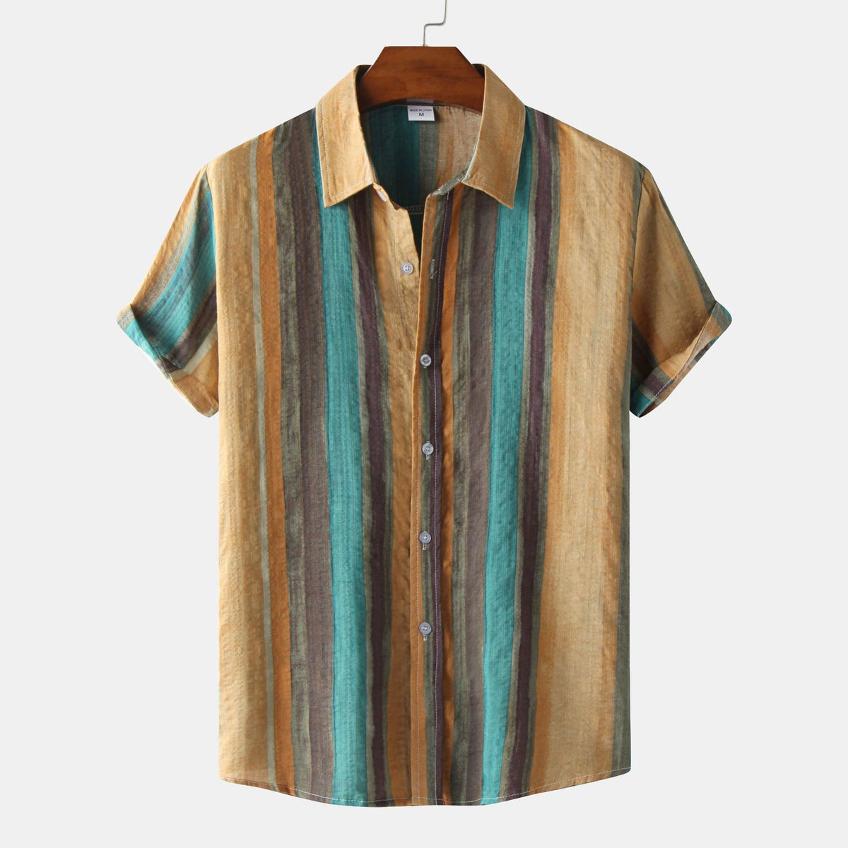 Street-Wave Mens Lightweight Striped Short Sleeve Shirt Breathable Summer Top Casual Everyday Wardrobe Essential