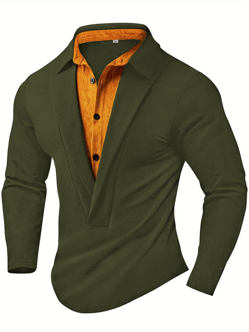 Street-Wave Mens Elegant Long Sleeve Shirt With Modern Collar And Textured Design For Formal Occasions