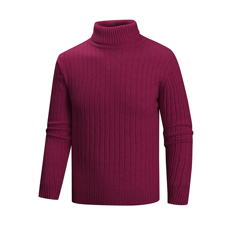 Streetwave Mens Red Ribbed Turtleneck Sweater With High Collar For Warmth Comfort And Style