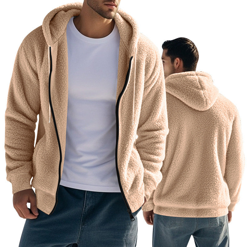 Men's Fleece Hoodie With Kangaroo Pocket And Zip Front By Street-wave Cozy Warm Everyday Essential For Men