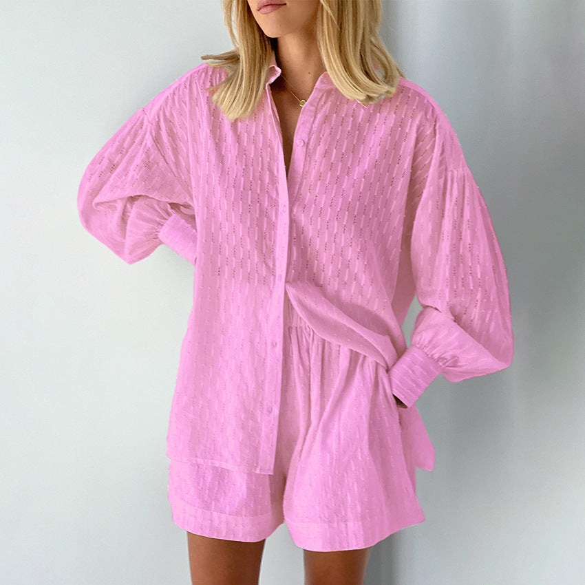 Street-Wave Womens Loose Shirt And Shorts Set With Airy Lightweight Fit For Summer Comfort