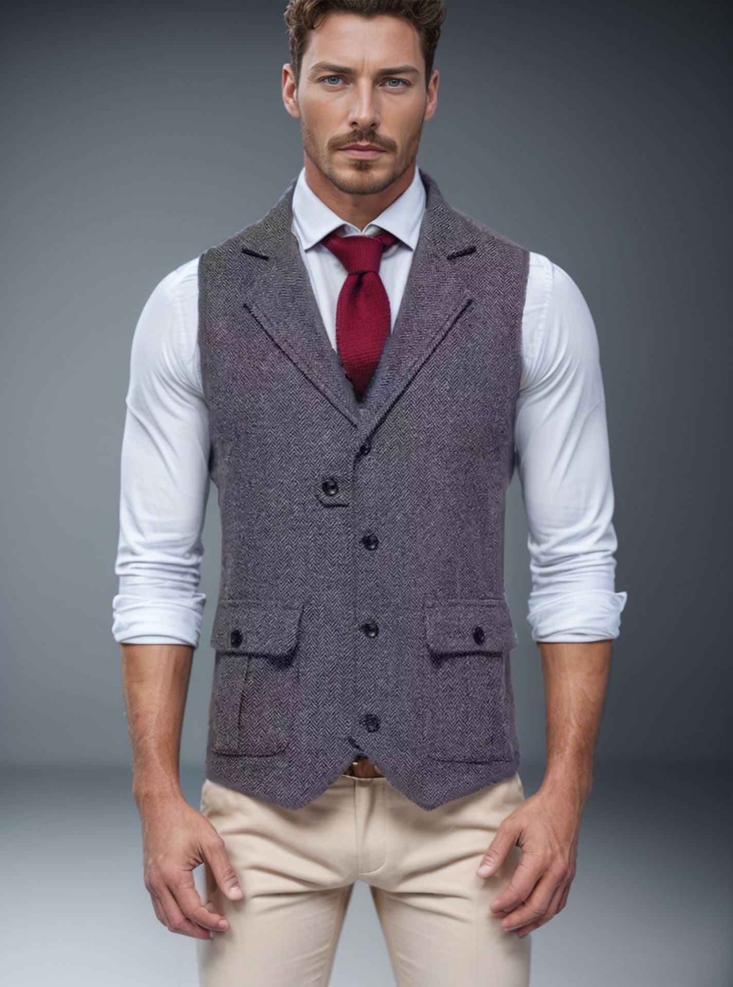 Street Wave Mens Herringbone Vest For Formal Occasions Elegant Comfortable Fit Premium Tailored