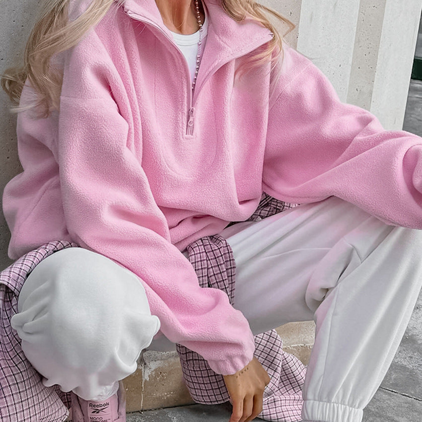 Street-wave Women's Fleece Pullover Cozy Warmth Premium Soft Hundred Percent Fleece Half Zip Modern Casual