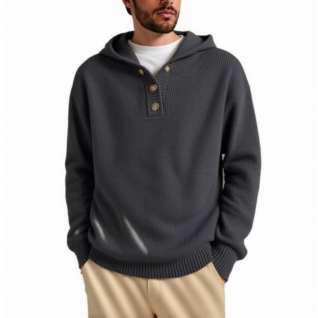 Mens Cable Knit Hoodie By Street-Wave Premium Cozy Structured Knit Pullover For Style-Conscious Men