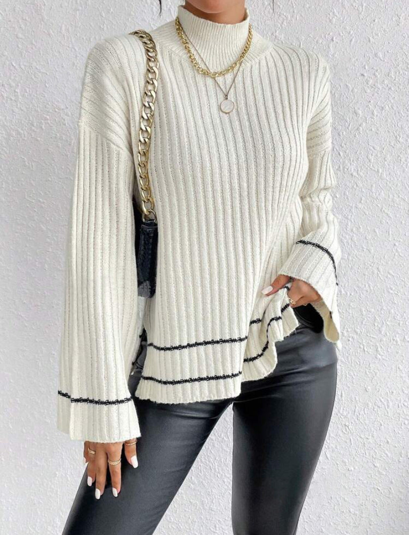Street-Wave Women Cozy Loose Fit Ribbed Knit Sweater Winter
